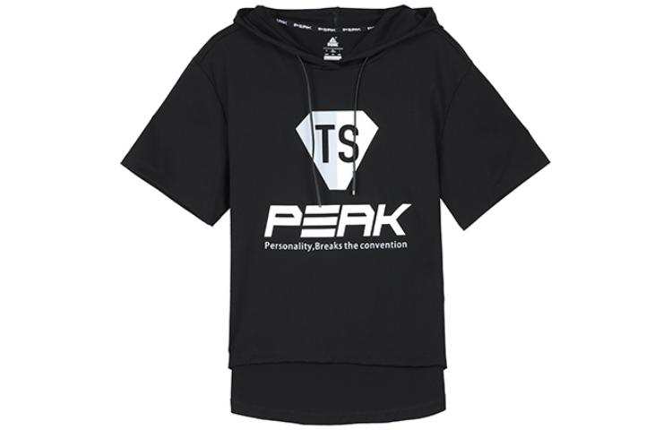 PEAK Hooded Fitted Straight Fit Short Sleeved T Shirt Women's Black