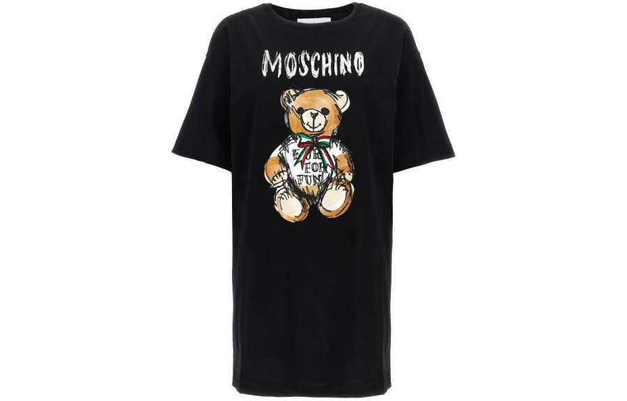 MOSCHINO Teddy Bear Printed Crewneck Midi T-Shirt Dress