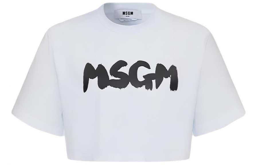 MSGM MSGM SS24 Drop Shoulder Sleeve T Shirt Women's White