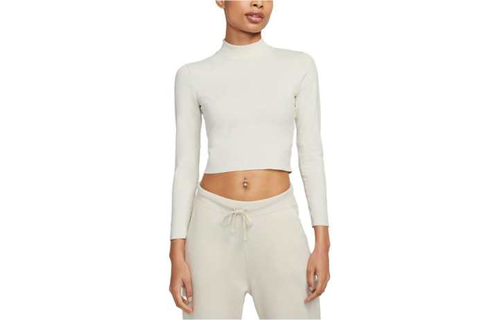 Nike Nike Dri Fit Crop Tops Women's Ivory Half Turtleneck Moderate