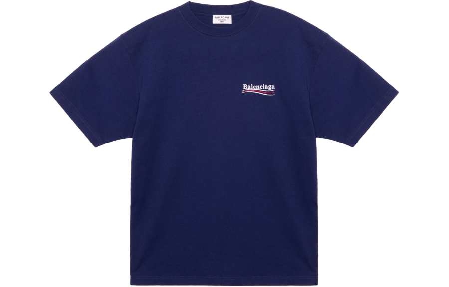 Balenciaga Women's Political Campaign Oversized T-Shirt Dark Blue/Multi