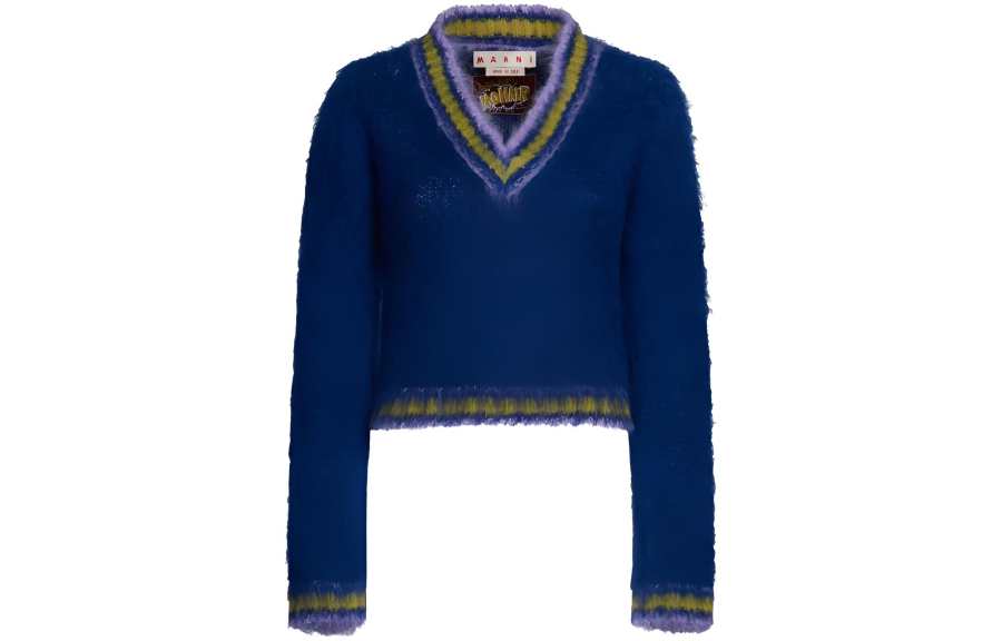 MARNI MARNI Long Sleeve V Neck Sweater 'Royal'