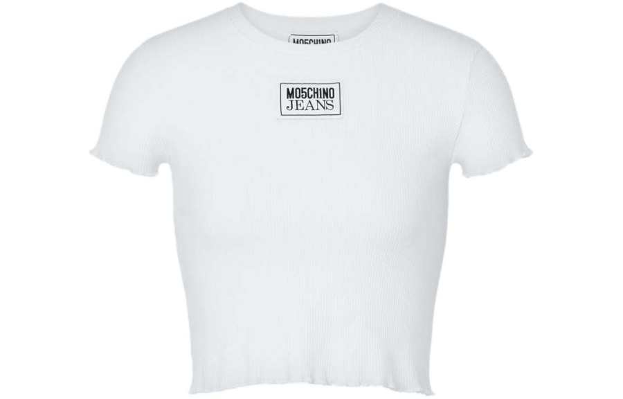 Moschino logo-appliqué cropped T-shirt