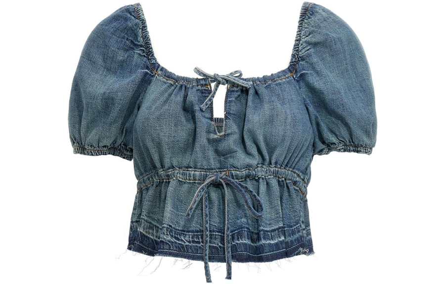 GANNI Crop Tops Women's Blue Moderate