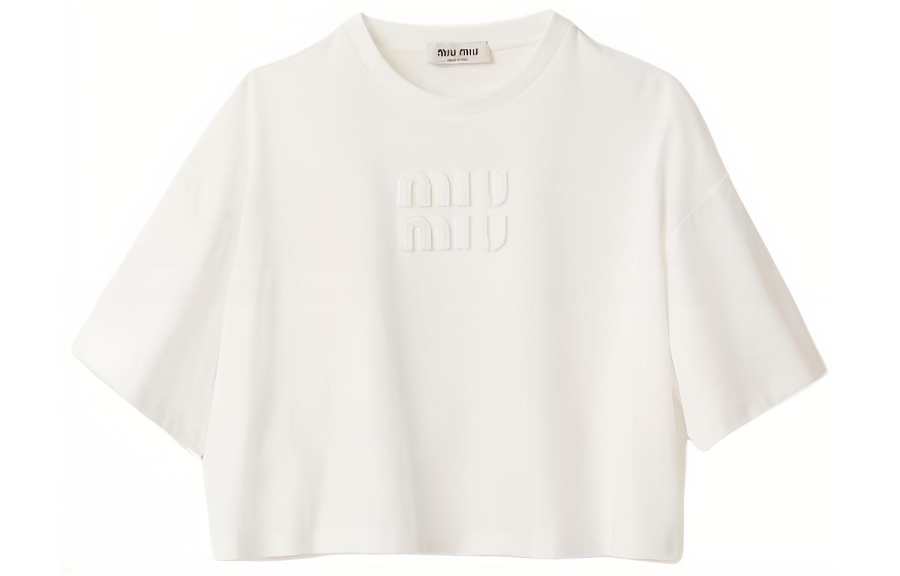 MIU MIU Embroidered logo Cotton T shirt