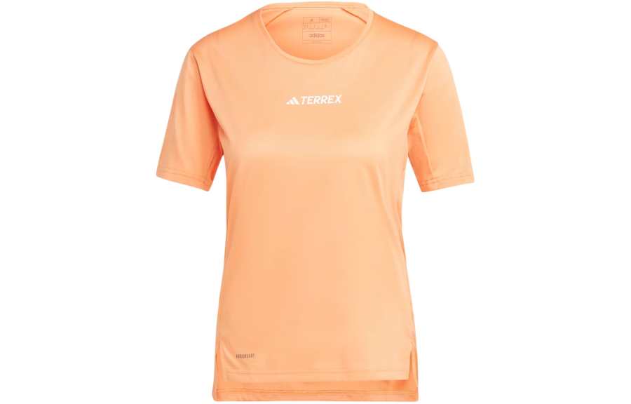Adidas Adidas T Shirts Women's Orange Crew Neck Moderate Straight Fit