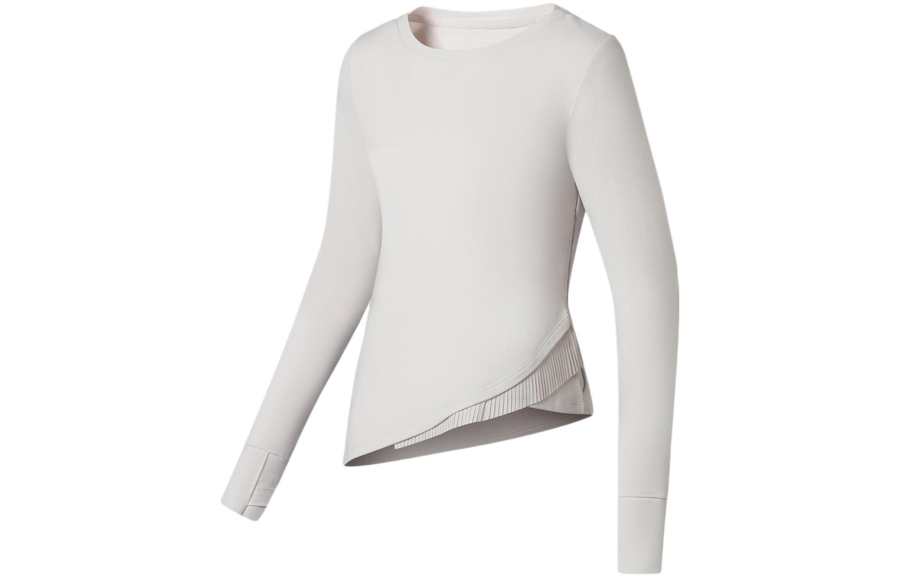 Li-Ning Li Ning Fitness Series T Shirts Women's White Crew Neck Moderate Straight Fit