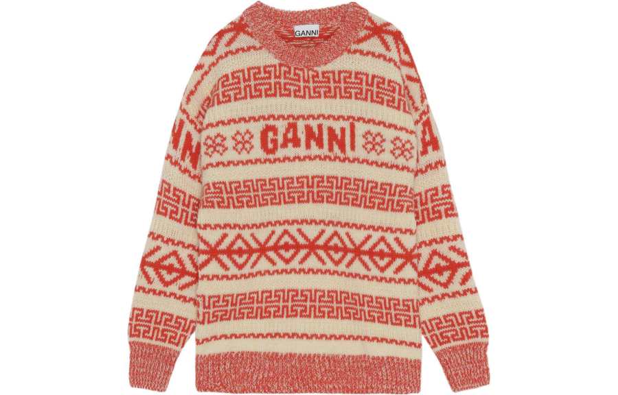 GANNI Sweaters Women's Honey Citrus Orange Crew Neck Moderate Other