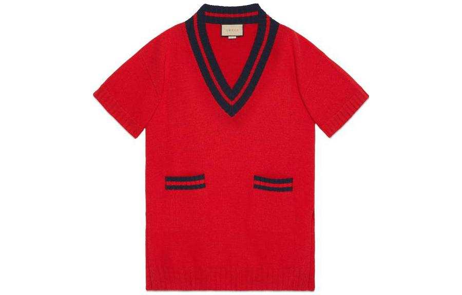 GUCCI Sweaters Women's Red V Neck Moderate Other
