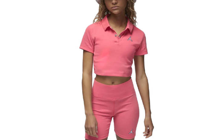 Jordan Jordan Crop Tops Women's Ocean Coral Lapel Moderate