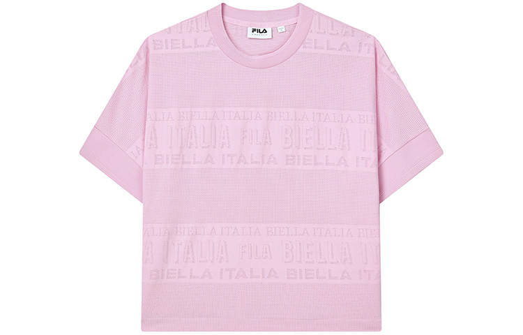 FILA T Shirts Women's Pink Crew Neck Moderate Straight Fit
