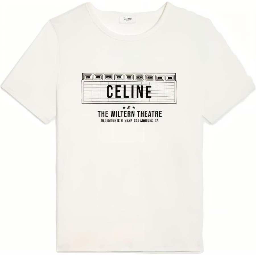CELINE T Shirts Women's White Crew Neck Moderate Straight Fit