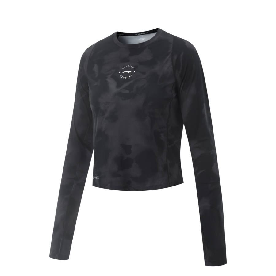 Li-Ning Li Ning Running Collection T Shirt Women's Black/Shadow Gray Full Base Print