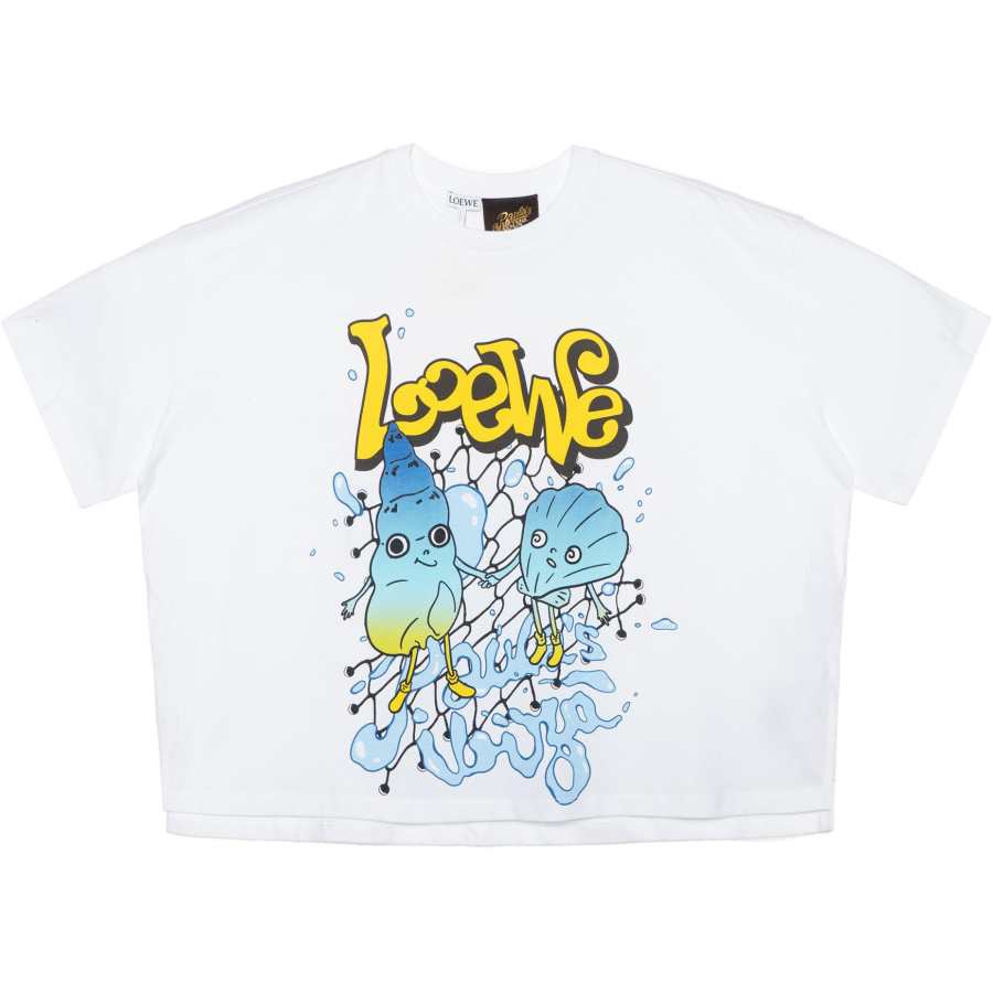 LOEWE Paula's Ibiza Drop Shoulder Sleeve T Shirt Women's White