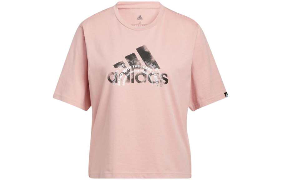 Adidas Adidas T Shirts Women's Pink Crew Neck Moderate Straight Fit