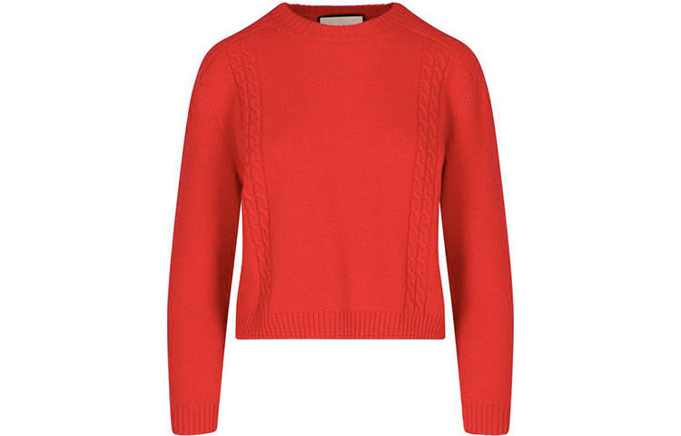 GUCCI Sweaters Women's Red Crew Neck Moderate Straight Fit
