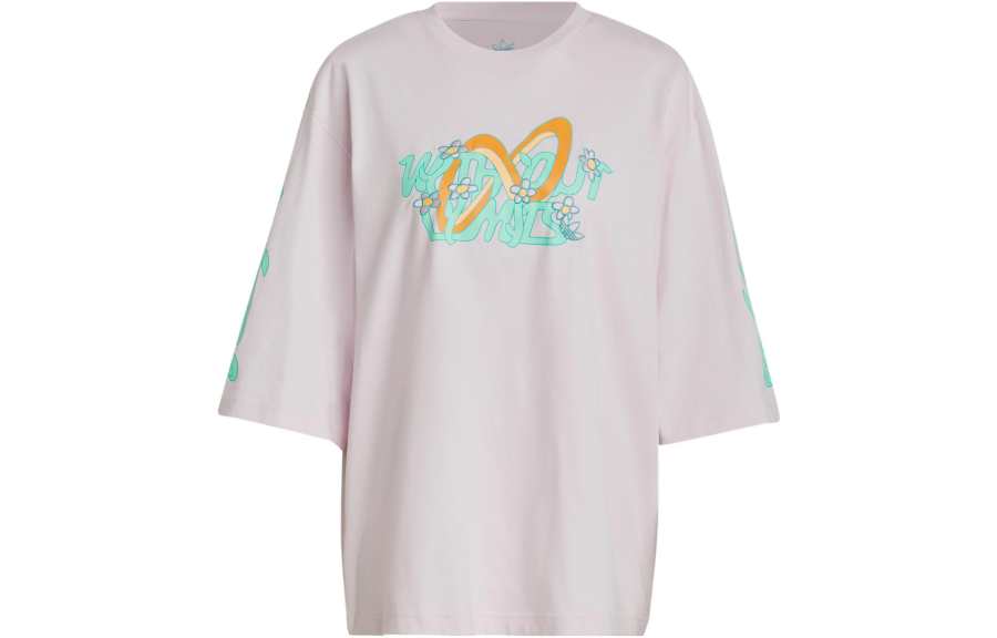 Adidas Originals T Shirts Women's Pink Crew Neck Moderate