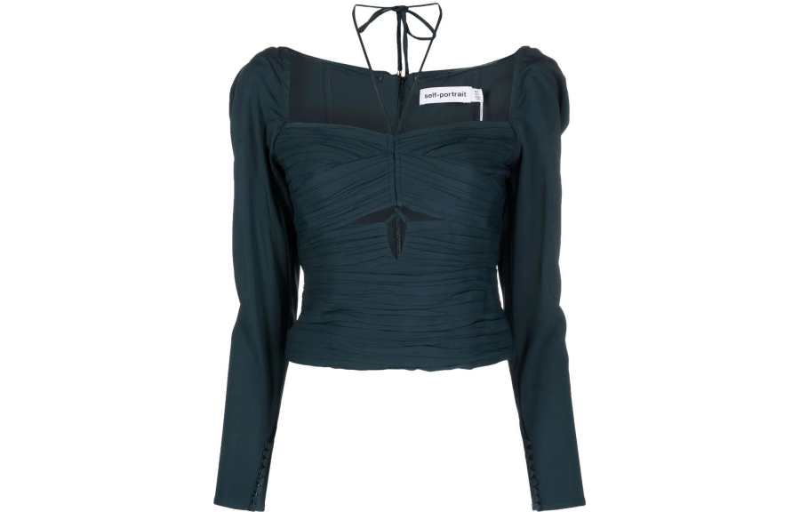 Self-portrait crepe cut-out top