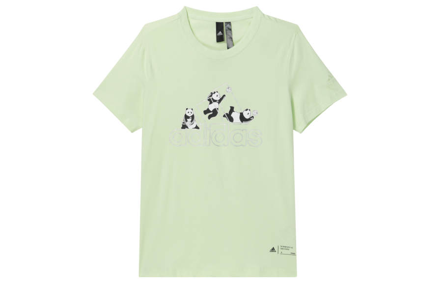 Adidas Adidas T Shirts Women's Green Crew Neck Moderate Straight Fit