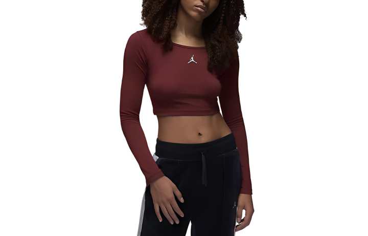 Jordan Jordan Flight Crop Tops Women's Peachwood Red Crew Neck Moderate