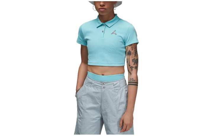 Jordan Jordan Crop Tops Women's Light Blue Lapel Moderate