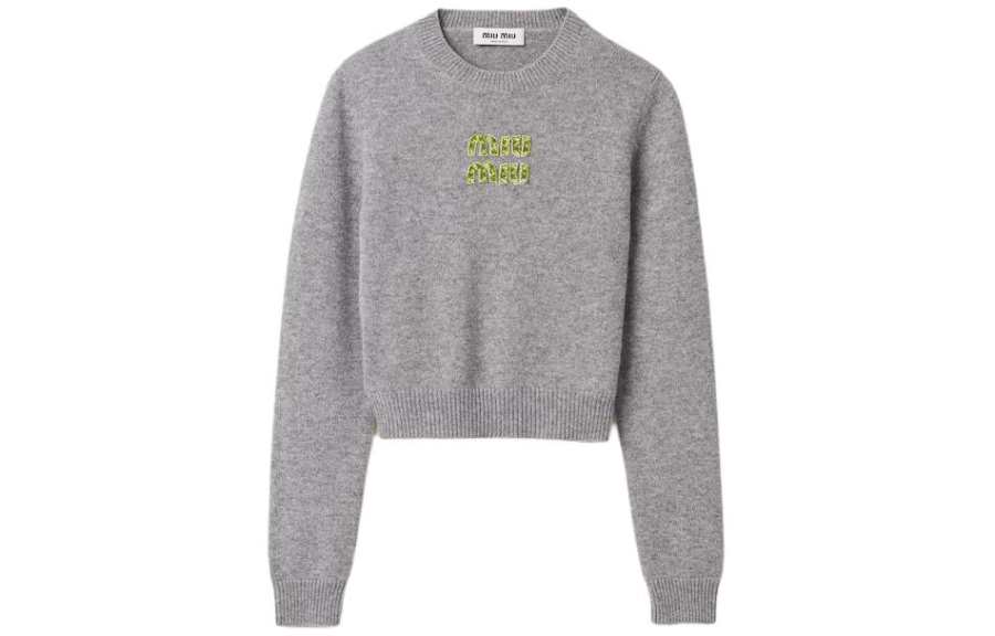 MIU MIU Sweaters Women's Gray Crew Neck Moderate Other
