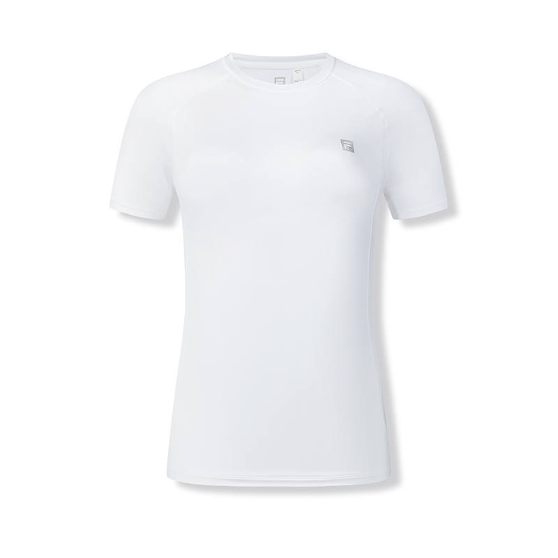 FILA Athletics T Shirts Women's Jade White Crew Neck Moderate Nipped In Waist