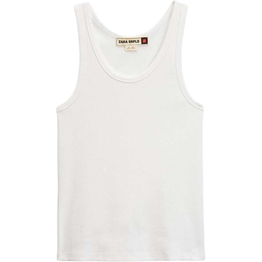 ZARA Tank Tops Women's White Crew Neck Moderate Other