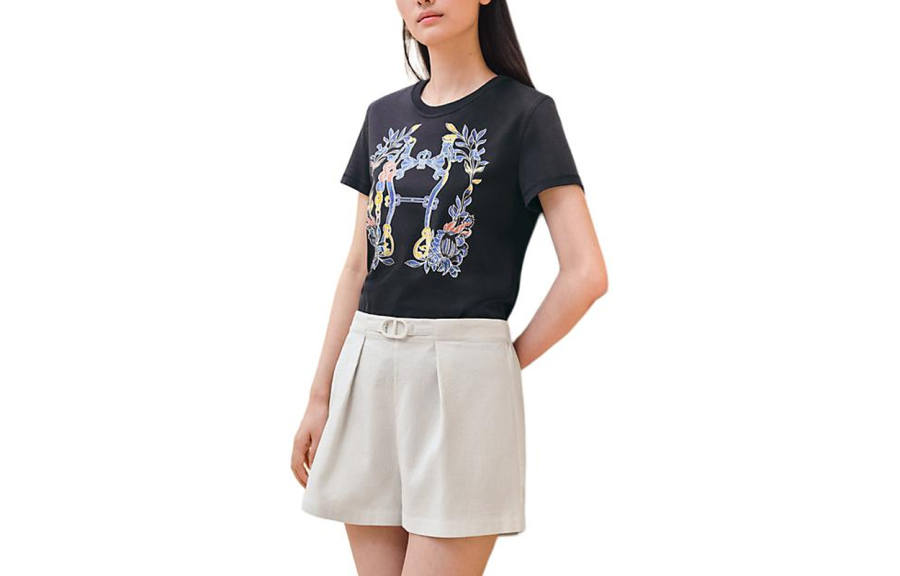 HERMES HERMES SS24 Regular T Shirt Women's Black
