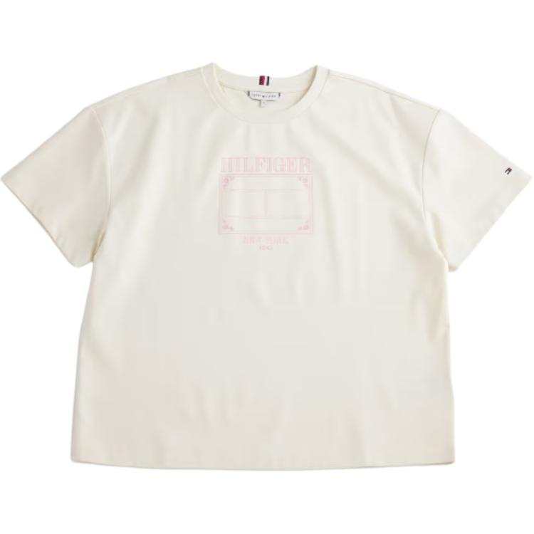 Tommy Hilfiger SS25 Drop Shoulder Sleeve T Shirt Women's Ivory