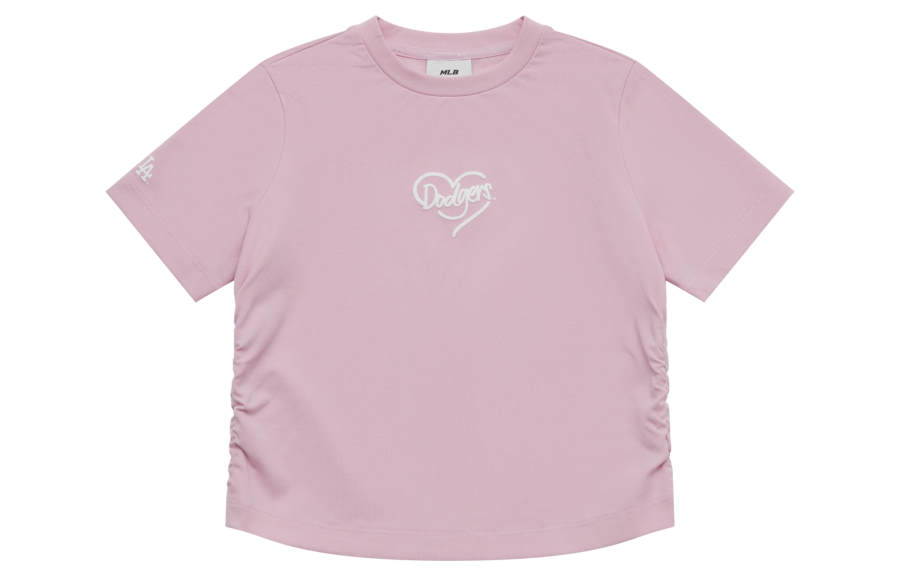 MLB Los Angeles Dodgers Heart SS25 T Shirt Women's Heather Gray Pink