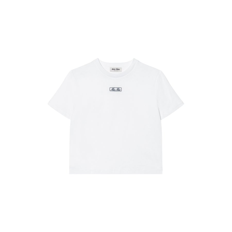 MIU MIU T Shirts Women's White Crew Neck Moderate Straight Fit