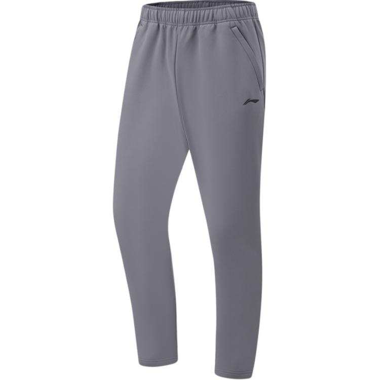 Li-Ning Li Ning Fitness Series Solid Color Mid Rise Comfortable And Breathable Fleece Lined Thermal Straight Fit Sports Pants