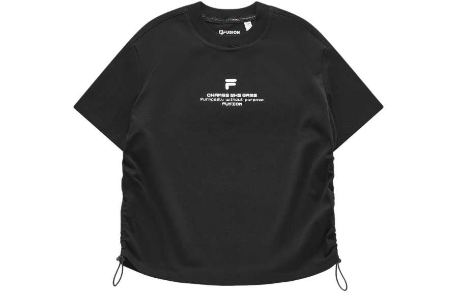 FILA FUSION Drop Shoulder Sleeve T Shirt Women's Jet Black