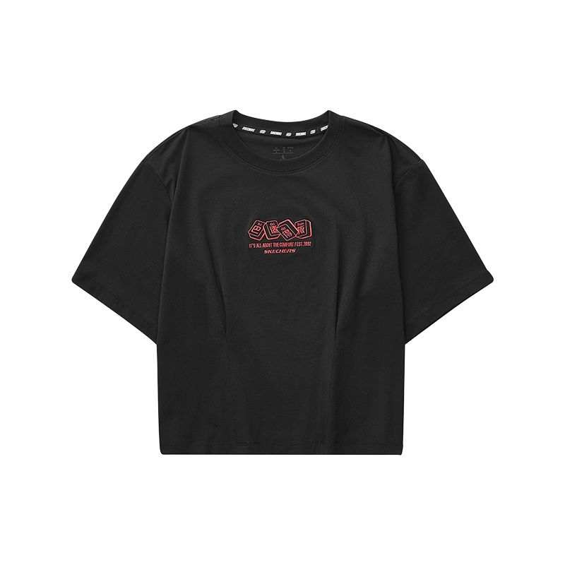 Skechers Sportlife Drop Shoulder Sleeve T Shirt Women's Black