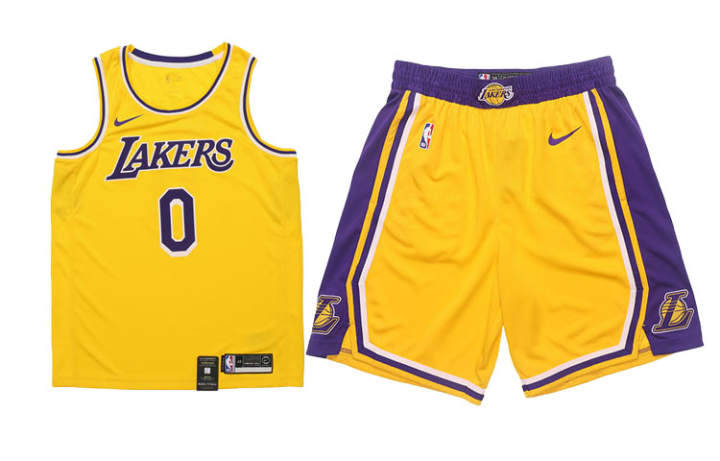 Nike Nike Basketball Suit Fan Edition, Lakers Team Men's Yellow