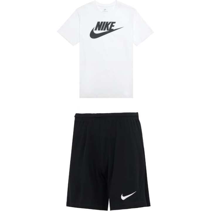 Nike Nike Casual Sportswear Men's White Top+Black Shorts Crew Neck Moderate