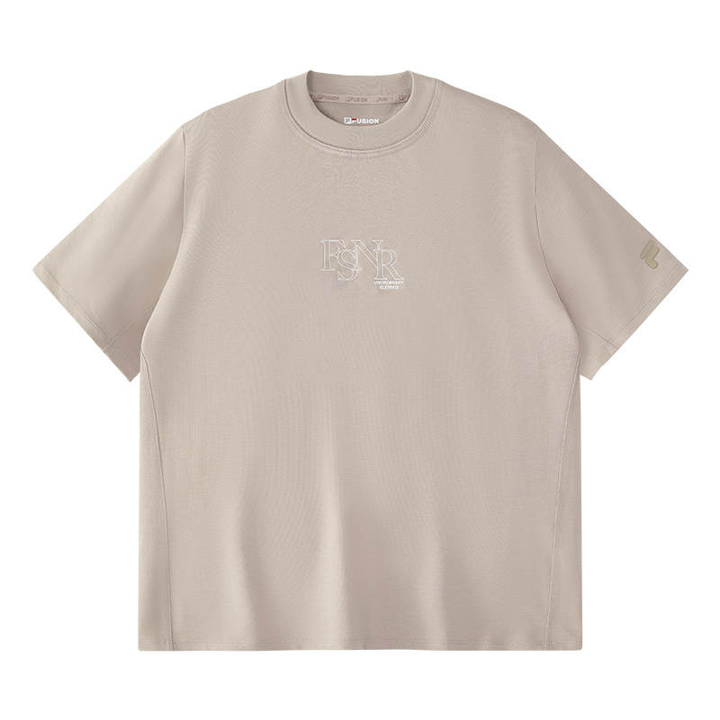 FILA FUSION T Shirts Women's Gray Brown Khaki Crew Neck