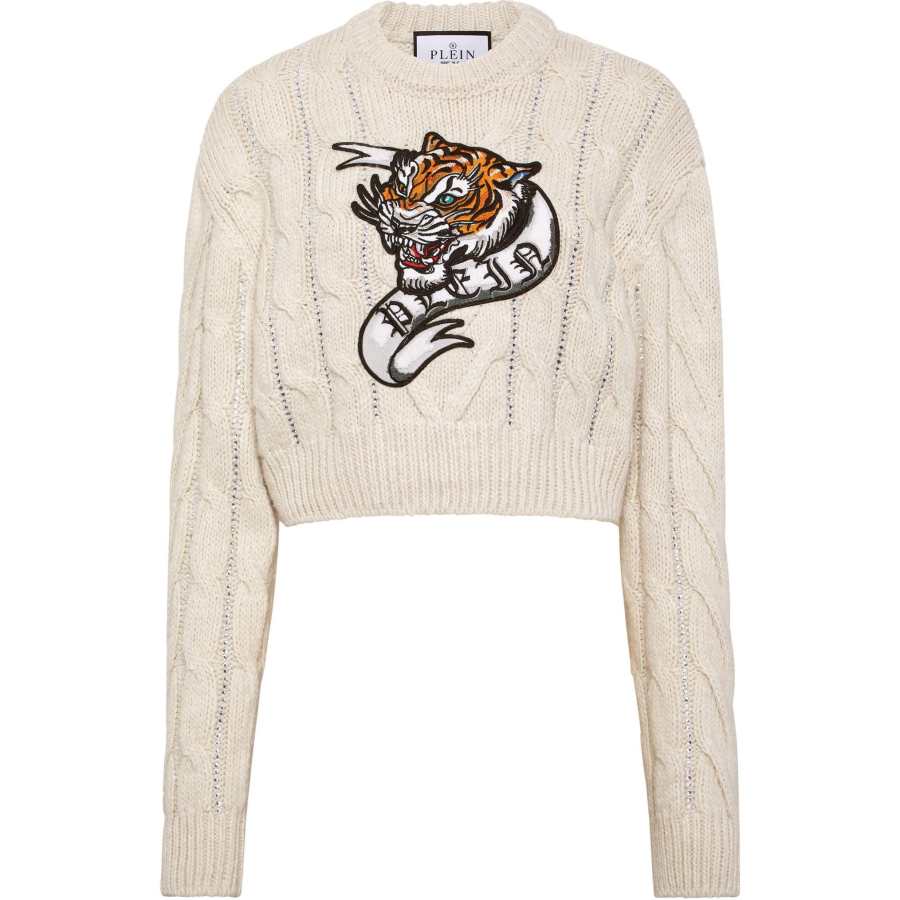 Philipp Plein Tattoo cropped wool jumper