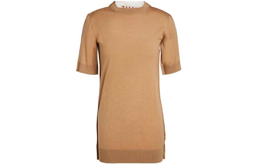 MARNI T Shirts Women's Brown Crew Neck Moderate Straight Fit
