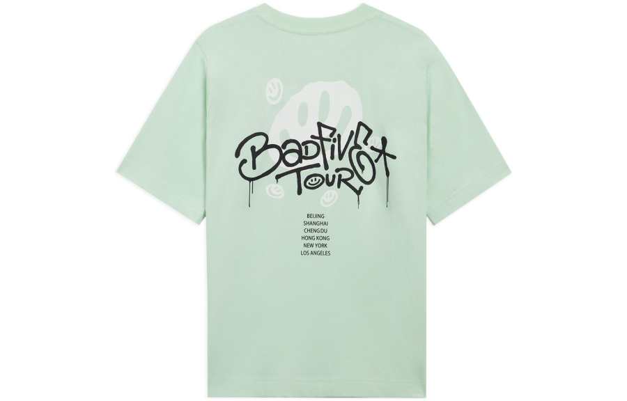 Li-Ning Li Ning BADFIVE T Shirts Women's Water Wave Green Crew Neck Moderate Straight Fit