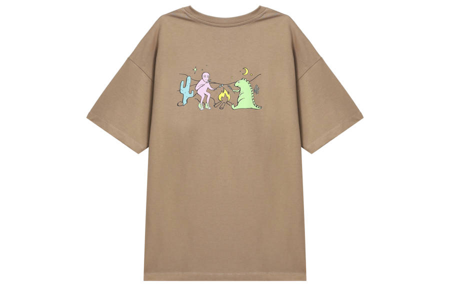 Converse T Shirts Women's Khaki Crew Neck Moderate Straight Fit