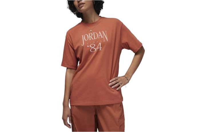 Jordan Jordan T Shirts Women's Orange Crew Neck Moderate Straight Fit