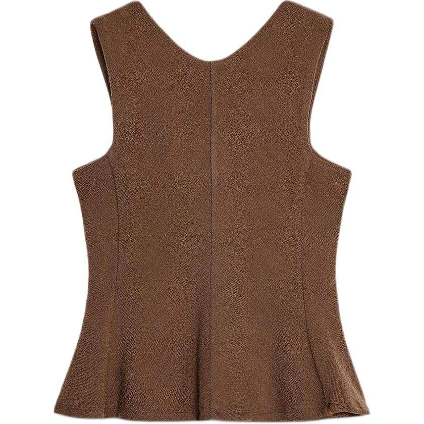 ZARA Tank Tops Women's Brown V Neck Moderate Other
