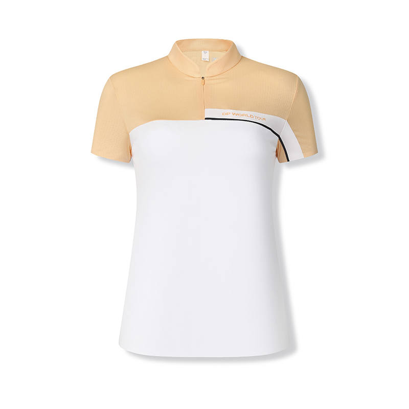FILA T Shirts Women's Jade White Stand Collar Moderate Nipped In Waist