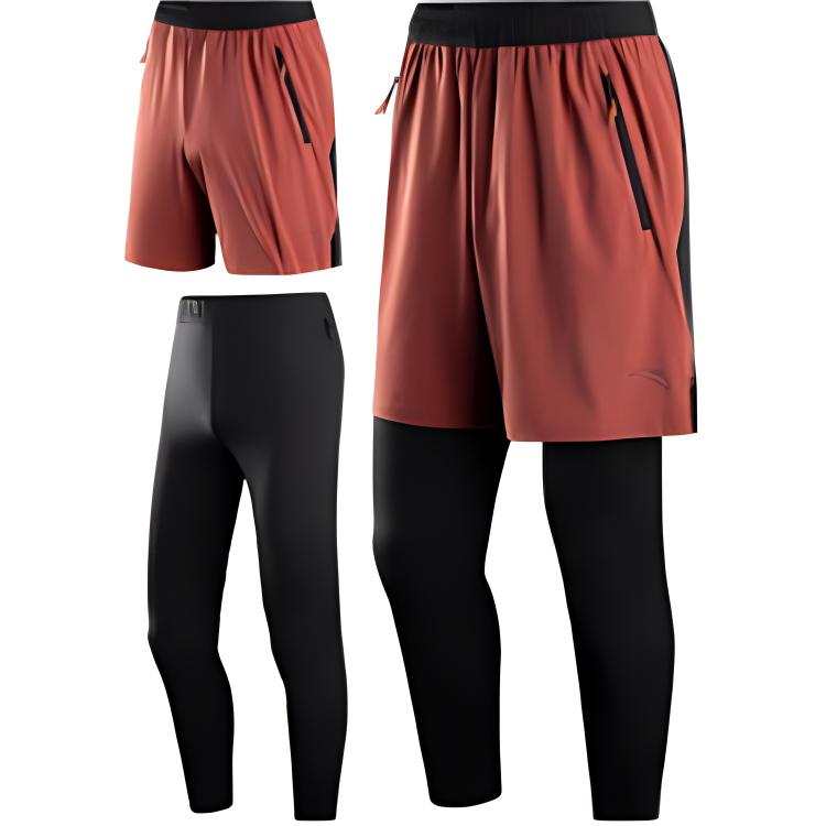 ANTA Anta Running Collection Running Shorts Men's Dense Rusty Red/Basic Black