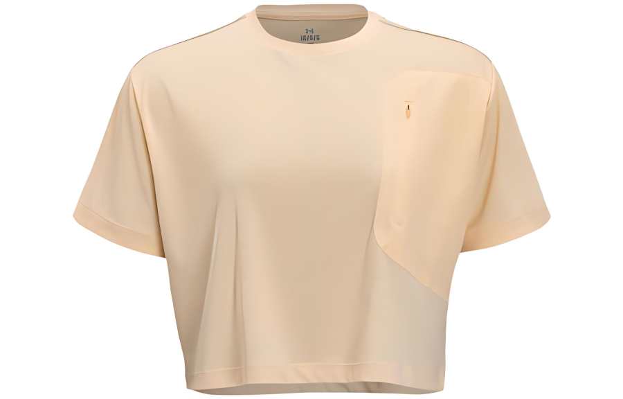 Under Armour Rain Crop Tops Women's Ice Peach Crew Neck Moderate
