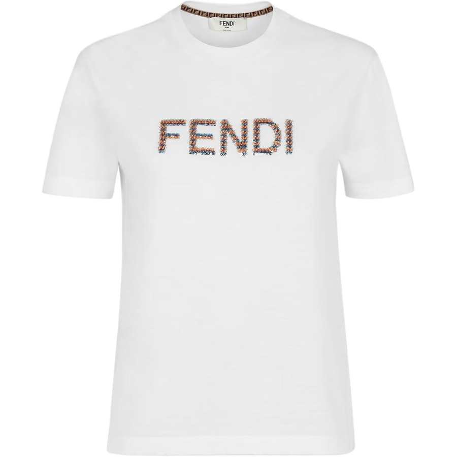 FENDI Logo Detailed Crewneck T Shirt