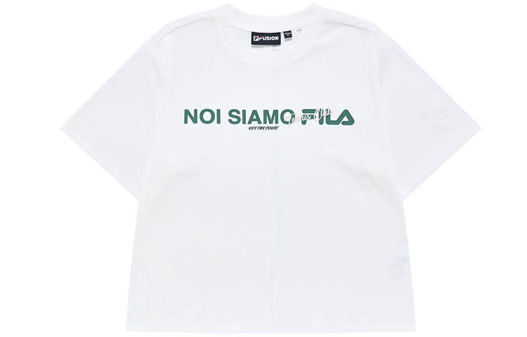 FILA FUSION T Shirts Women's Standard White Crew Neck Moderate Straight Fit
