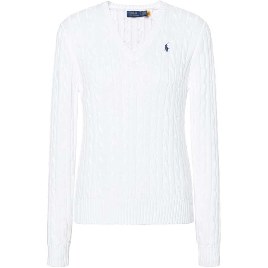 Polo Ralph Lauren Cable Knit Cotton V Neck Sweater Standard Women's White